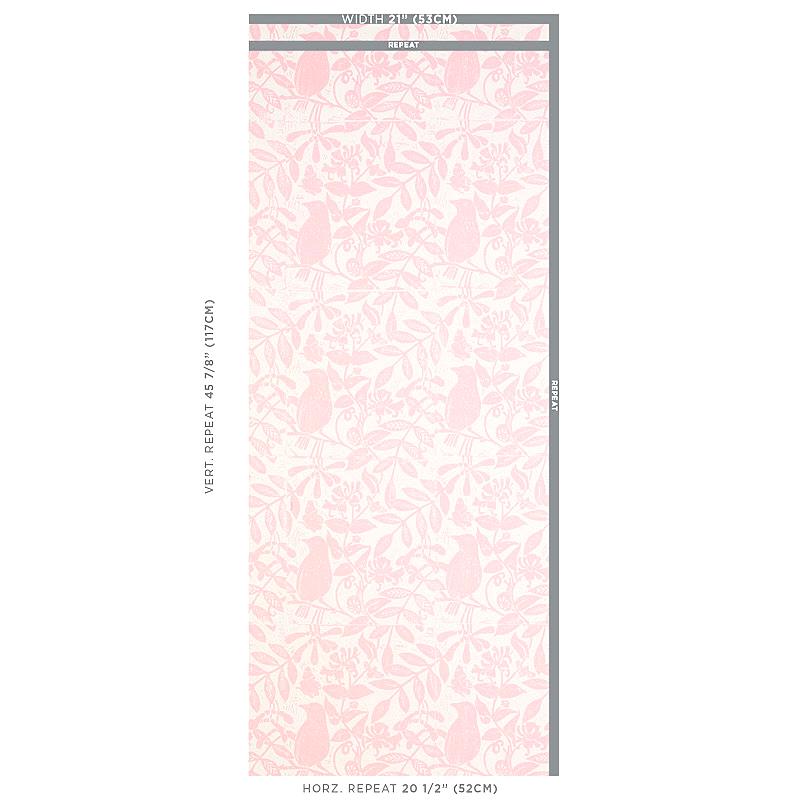 Schumacher Bird & Bee Pink Wallpaper