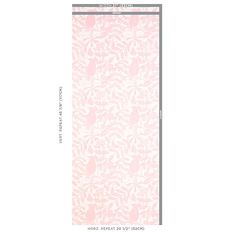 Schumacher Bird & Bee Pink Wallpaper