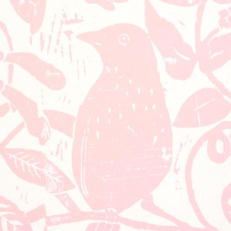 Schumacher Bird & Bee Pink Wallpaper