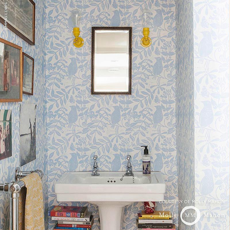 Schumacher Bird & Bee Pink Wallpaper