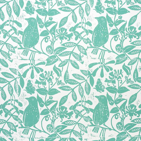 Schumacher Bird & Bee Seaglass Wallpaper