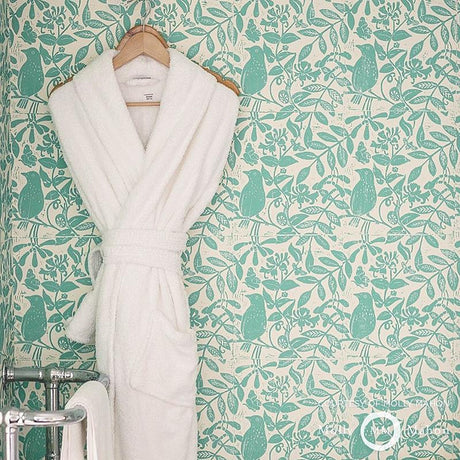 Schumacher Bird & Bee Seaglass Wallpaper