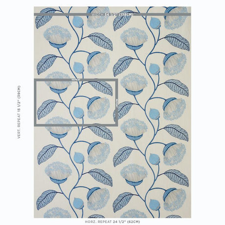 Schumacher Celinda Embroidery Blue Fabric