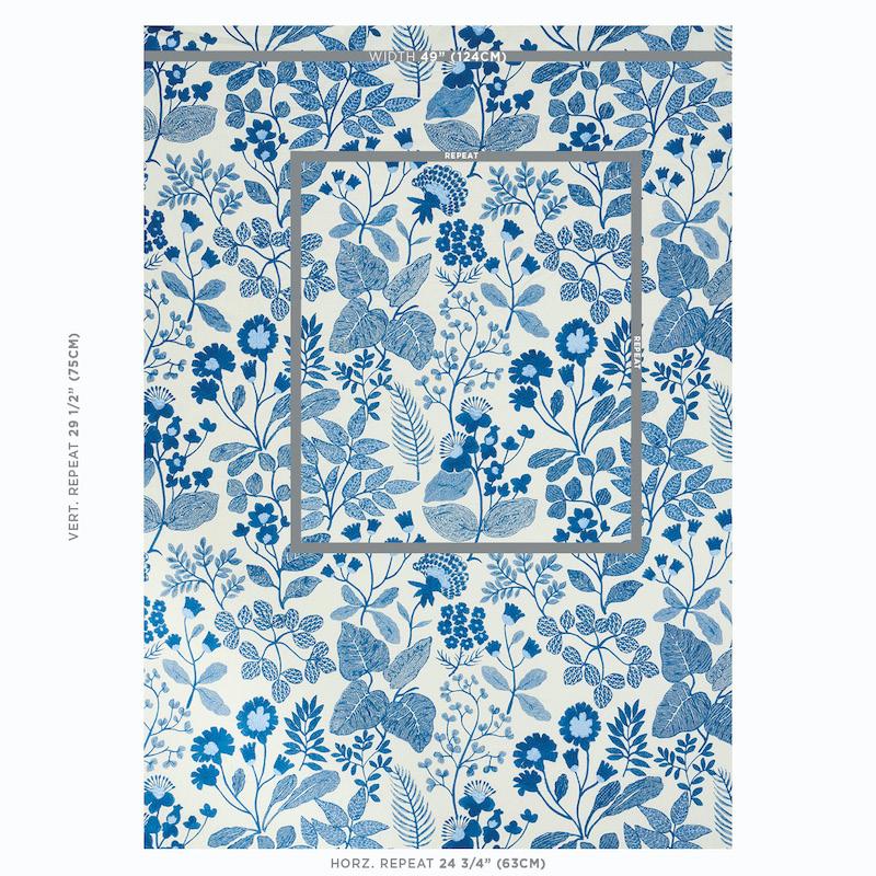 Schumacher Emaline Embroidery Blue Fabric