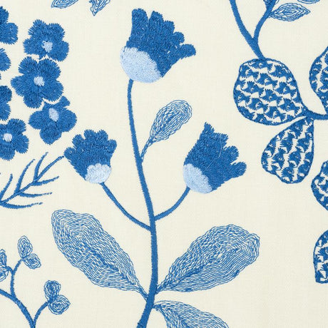 Schumacher Emaline Embroidery Blue Fabric