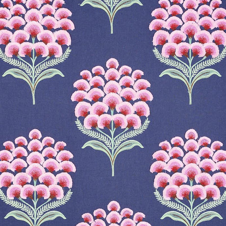 Schumacher Aurelia Embroidery Navy Fabric