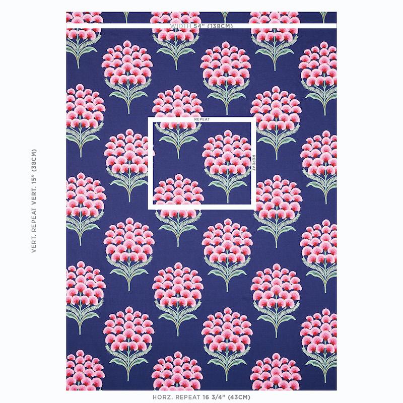 Schumacher Aurelia Embroidery Navy Fabric