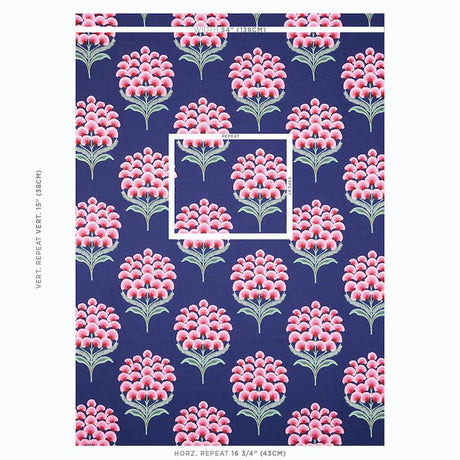 Schumacher Aurelia Embroidery Navy Fabric