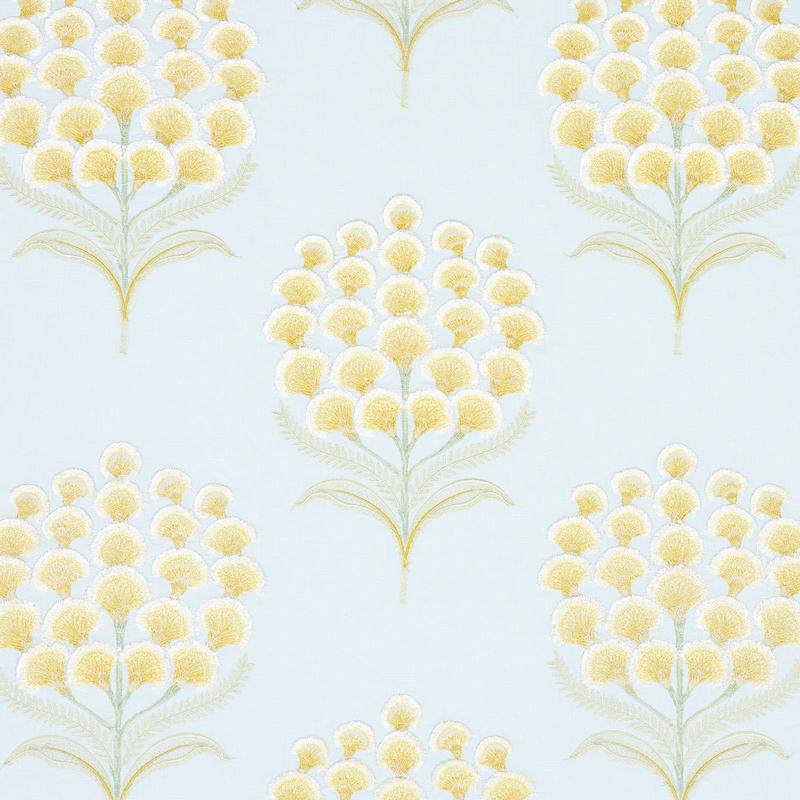 Schumacher Aurelia Embroidery Sky Fabric