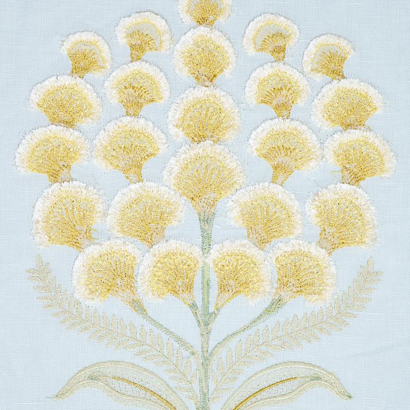 Schumacher Aurelia Embroidery Sky Fabric