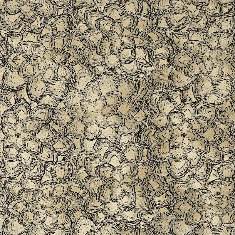 Schumacher Lotus Embroidery Gold Fabric