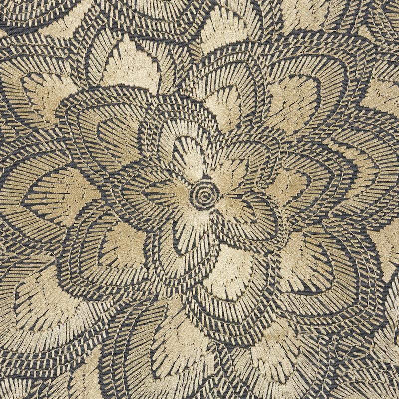 Schumacher Lotus Embroidery Gold Fabric
