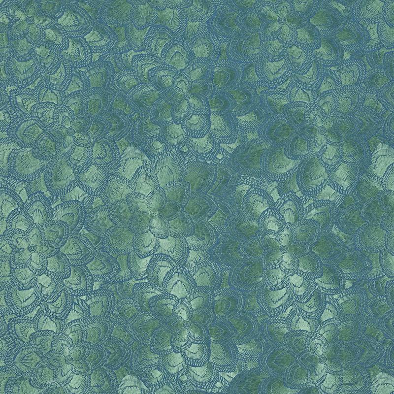 Schumacher Lotus Embroidery Jade Fabric