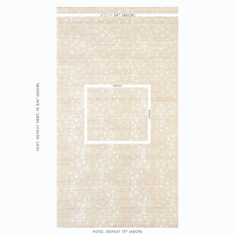 Schumacher Lotus Embroidery Sisal Ivory Wallpaper