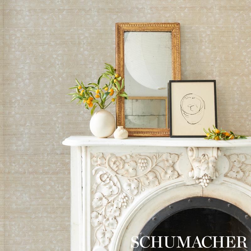 Schumacher Lotus Embroidery Sisal Ivory Wallpaper – DecoratorsBest