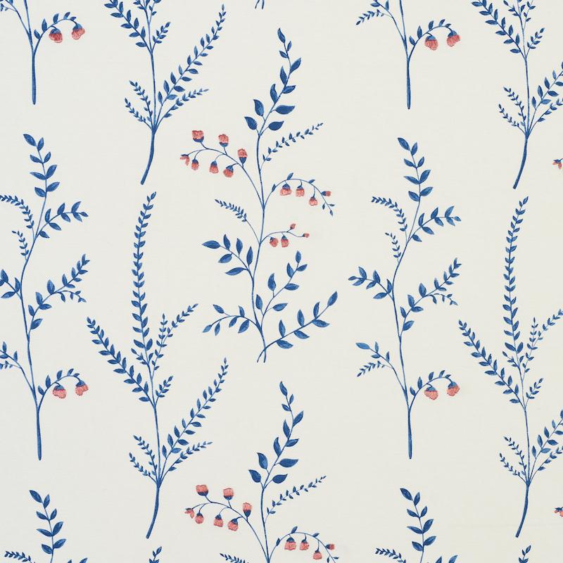 Schumacher Cynthia Embroidered Print Blue Fabric