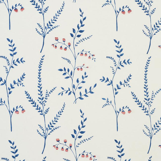 Schumacher Cynthia Embroidered Print Blue Fabric