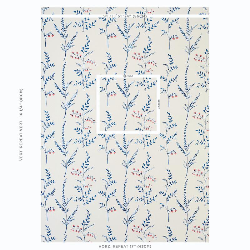 Schumacher Cynthia Embroidered Print Blue Fabric