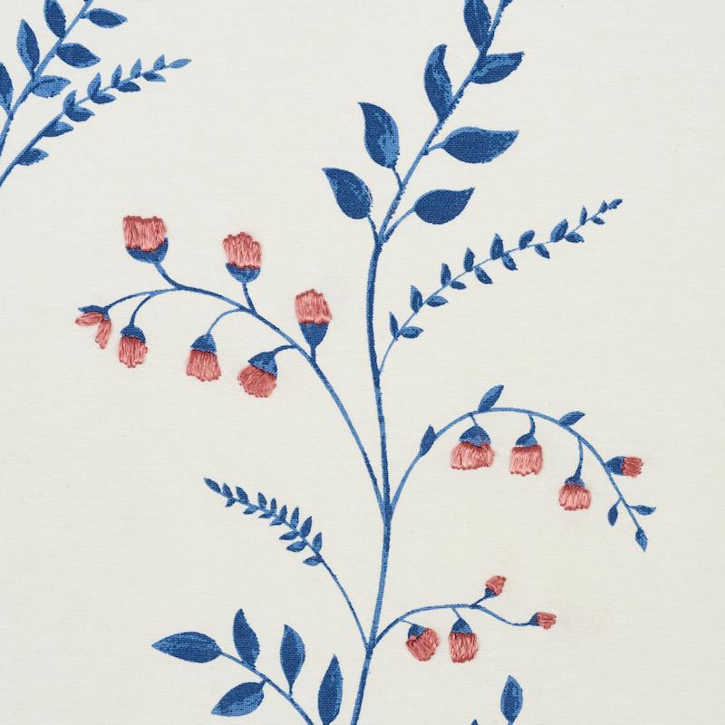Schumacher Cynthia Embroidered Print Blue Fabric