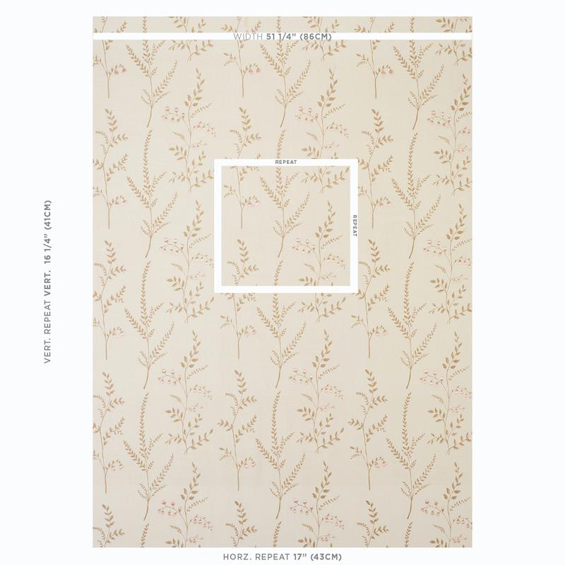 Schumacher Cynthia Embroidered Print Natural Fabric