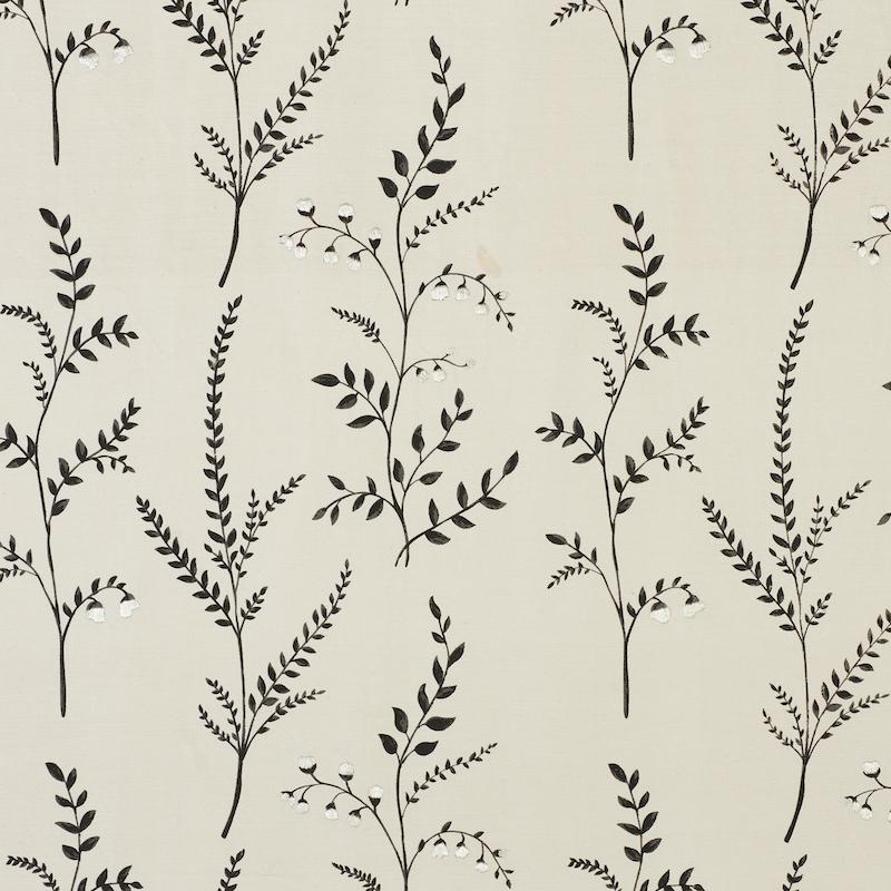 Schumacher Cynthia Embroidered Print Black Fabric