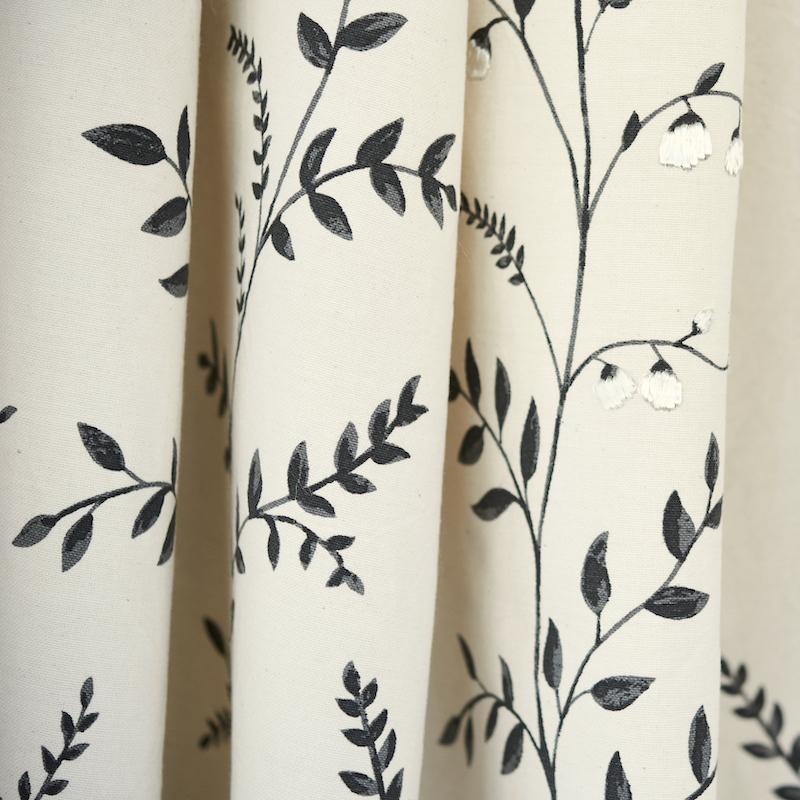 Schumacher Cynthia Embroidered Print Black Fabric