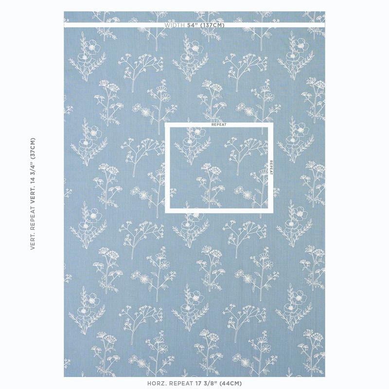 Schumacher Lisbeth Embroidery Blue Fabric