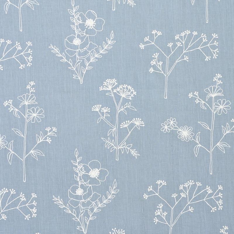Schumacher Lisbeth Embroidery Blue Fabric