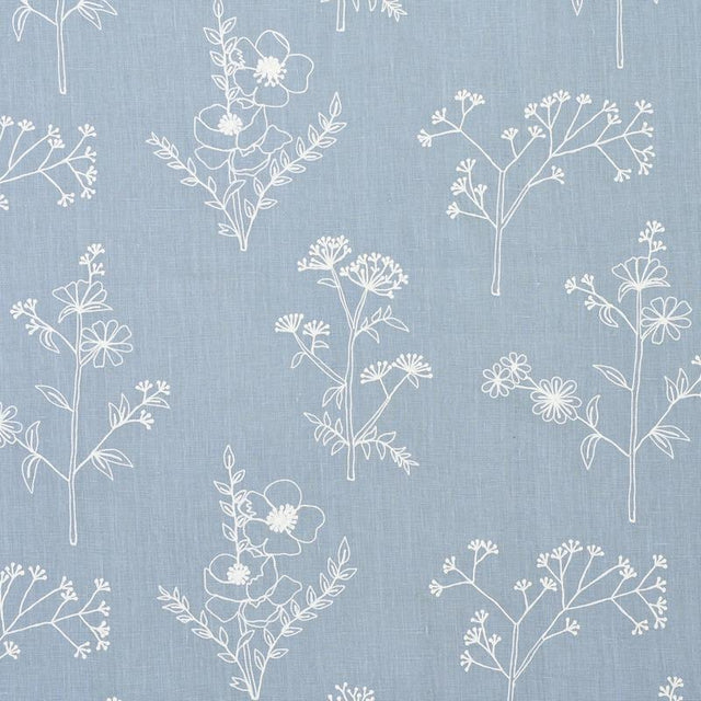 Schumacher Lisbeth Embroidery Blue Fabric