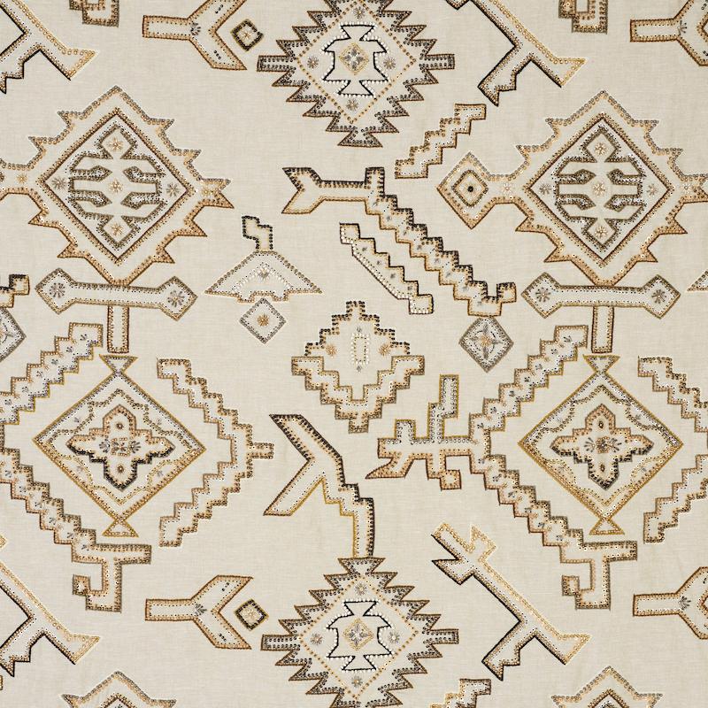 Schumacher Ezma Embroidery Neutral Fabric