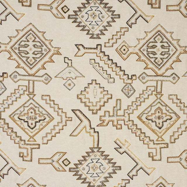 Schumacher Ezma Embroidery Neutral Fabric