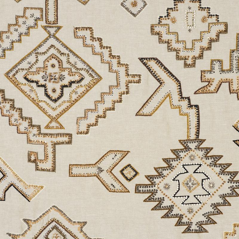 Schumacher Ezma Embroidery Neutral Fabric