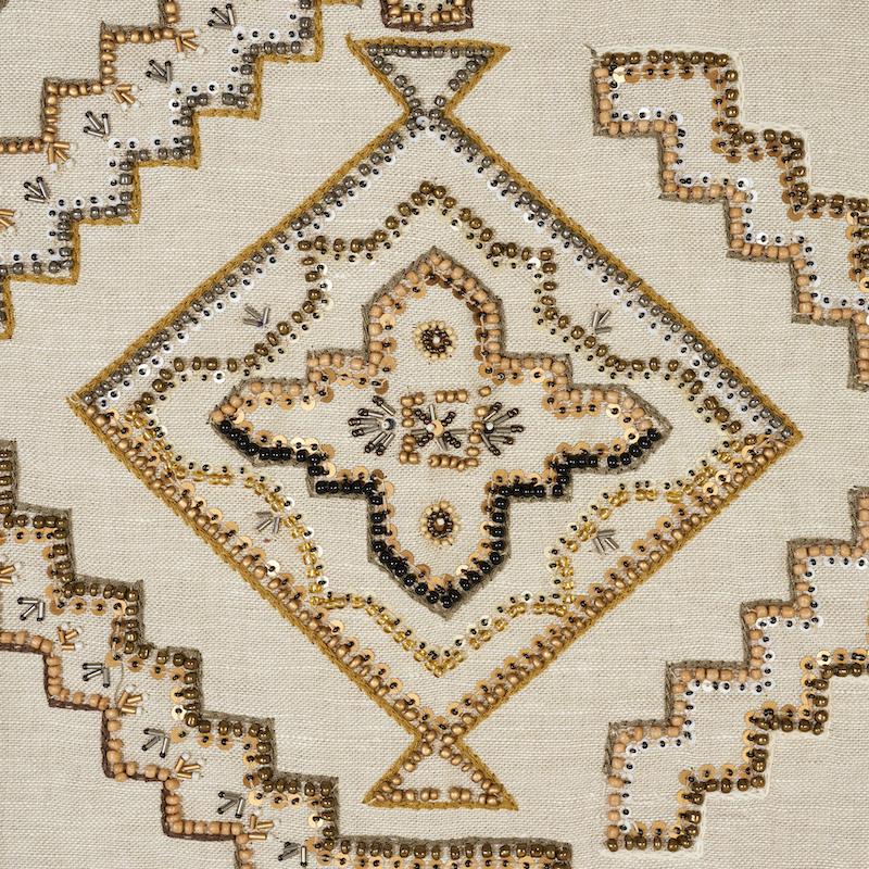 Schumacher Ezma Embroidery Neutral Fabric