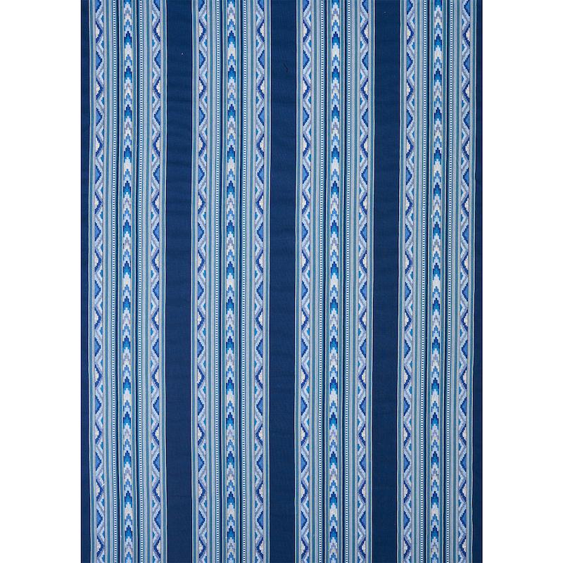 Schumacher Zarzuela Stripe Embroidery Indigo Fabric