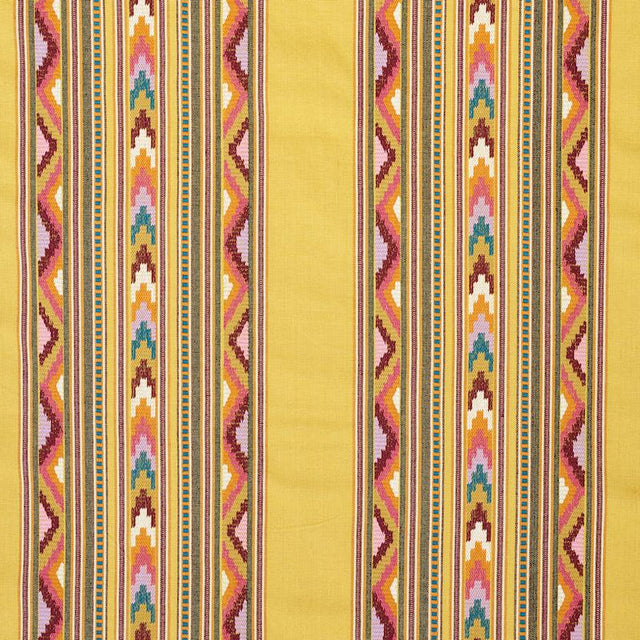 Schumacher Zarzuela Stripe Embroidery Saffron Fabric