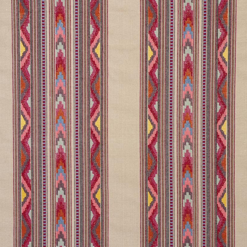 Schumacher Zarzuela Stripe Embroidery Multi Fabric