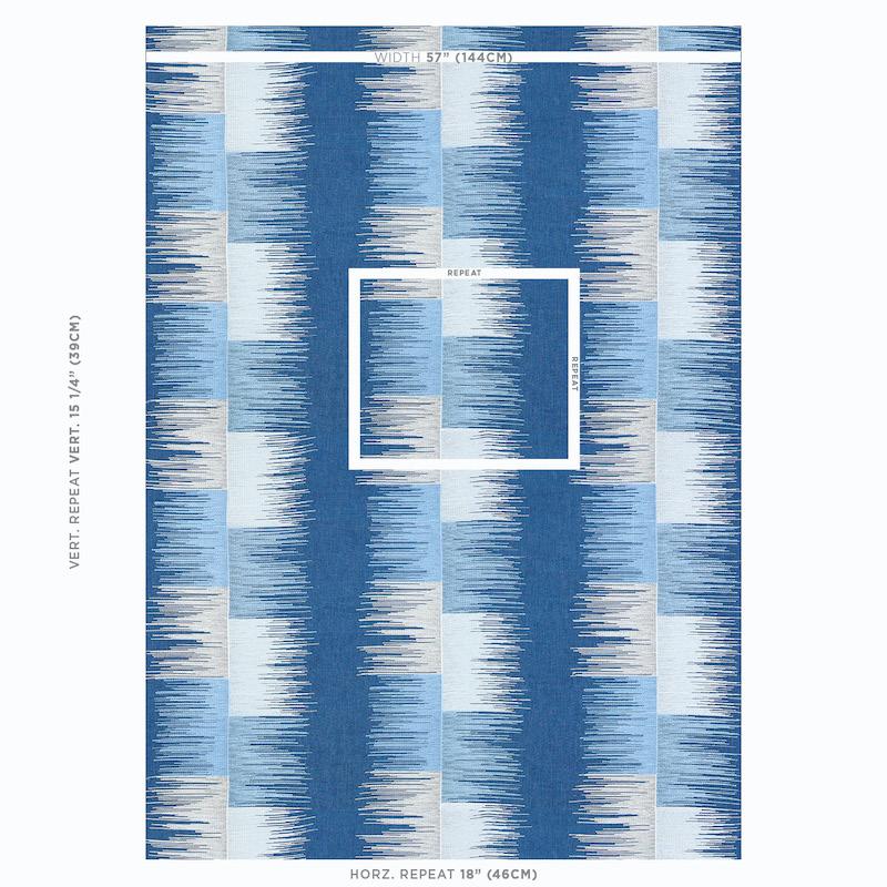 Schumacher Sunburst Stripe Embroidery Blues Fabric