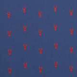 Schumacher Lobster Embroidery Navy Fabric