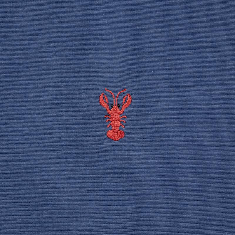 Schumacher Lobster Embroidery Navy Fabric