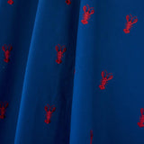 Schumacher Lobster Embroidery Navy Fabric