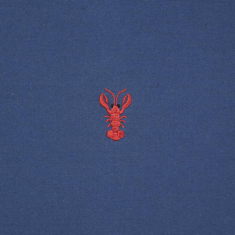 Schumacher Lobster Embroidery Navy Fabric