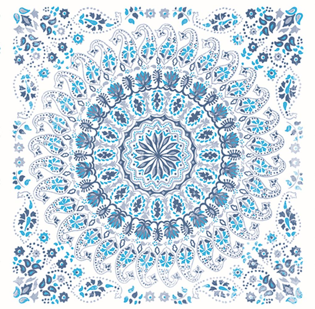 Seabrook Mandala Boho Tile Fabric Blue Fabric