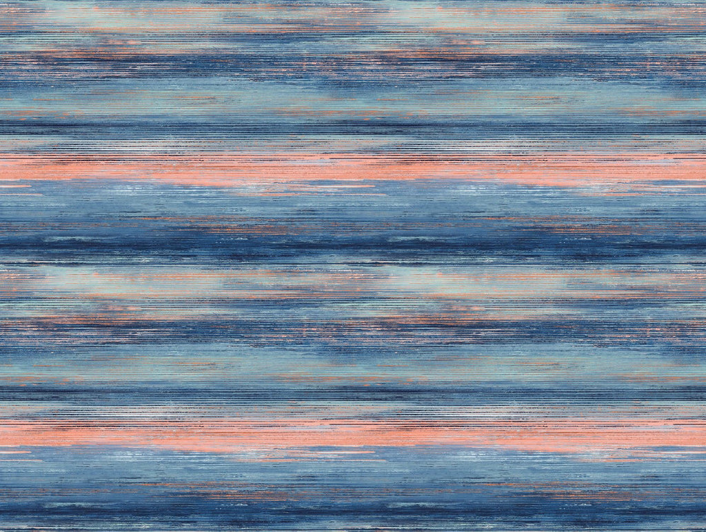 Seabrook Sunset Stripes Fabric Blue Fabric