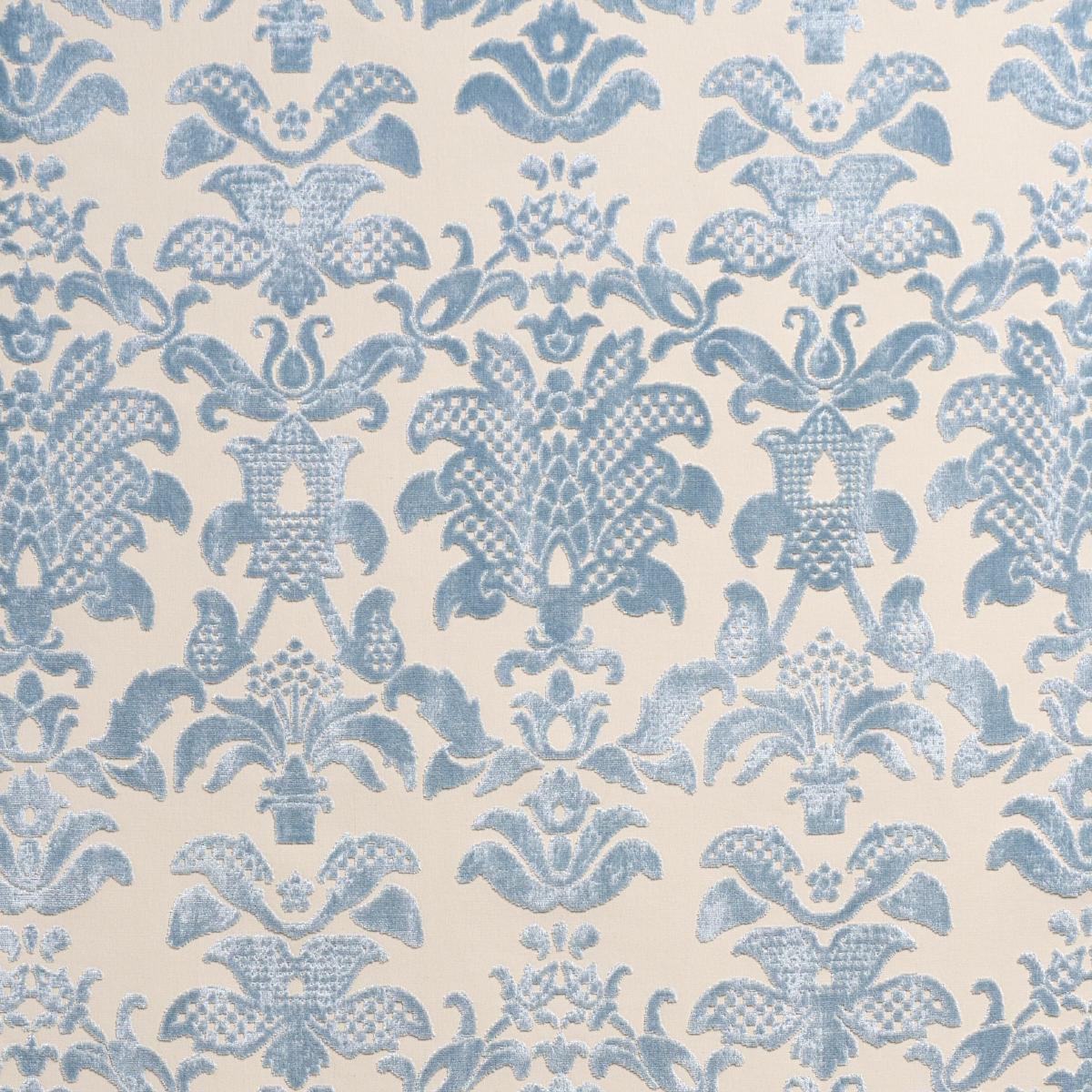 Schumacher Limbourg Damask Velvet Sky Fabric