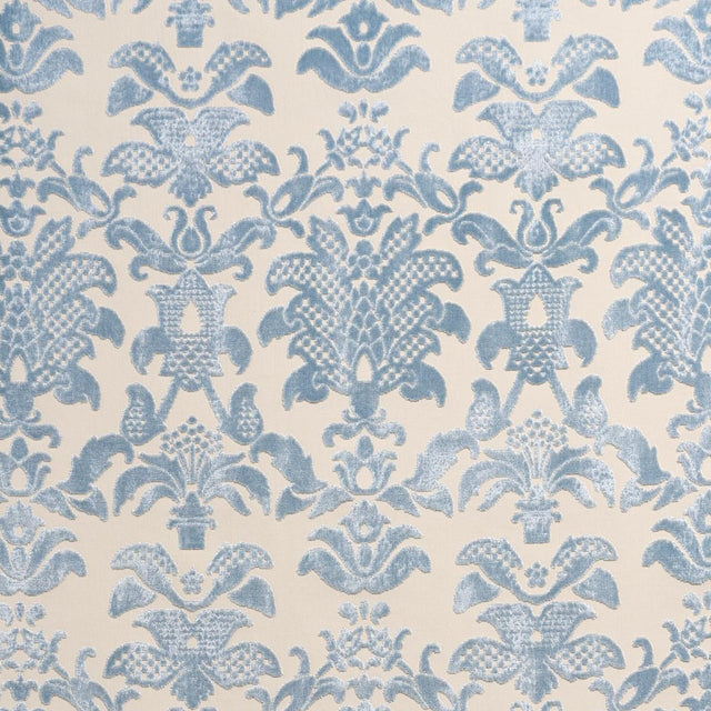 Schumacher Limbourg Damask Velvet Sky Fabric