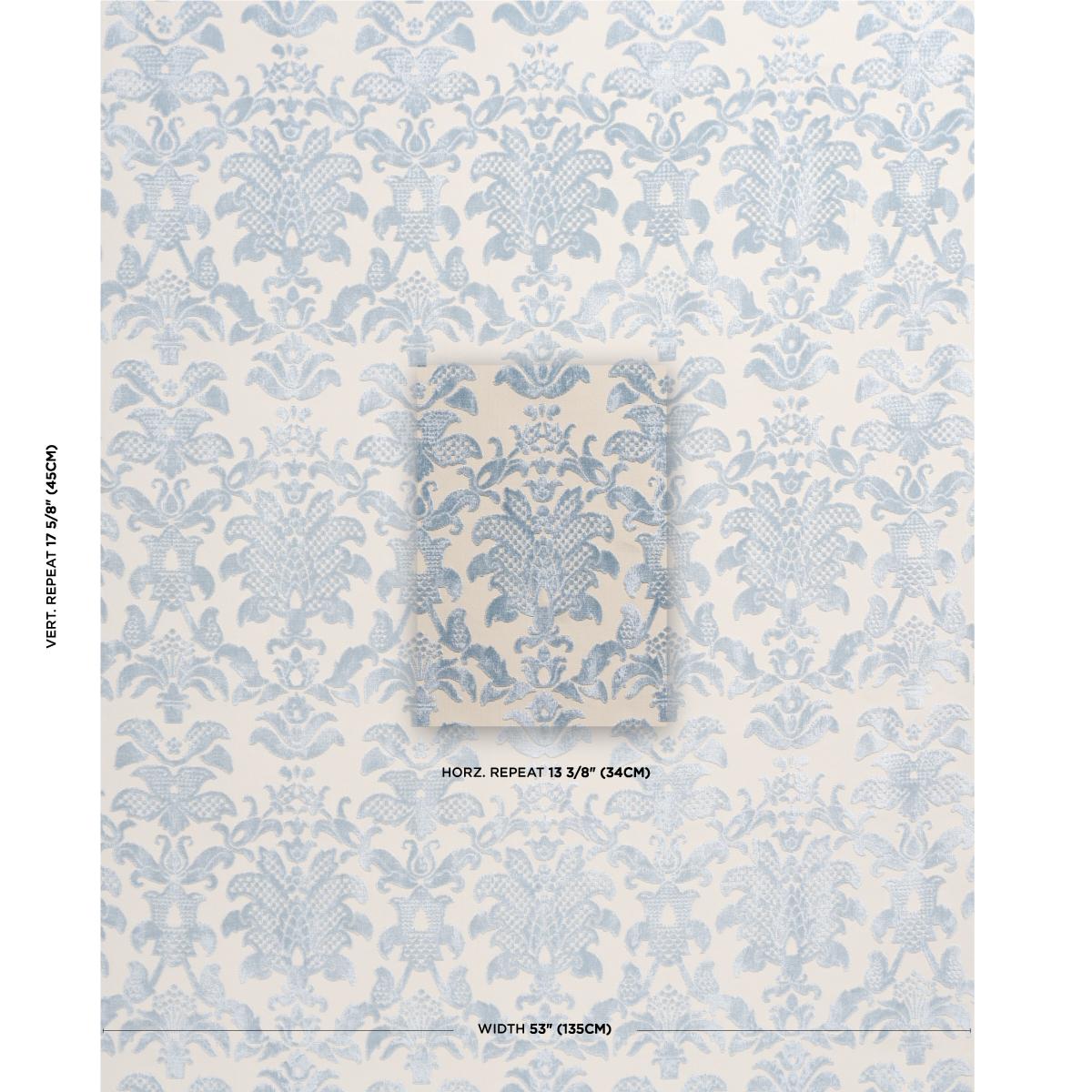 Schumacher Limbourg Damask Velvet Sky Fabric