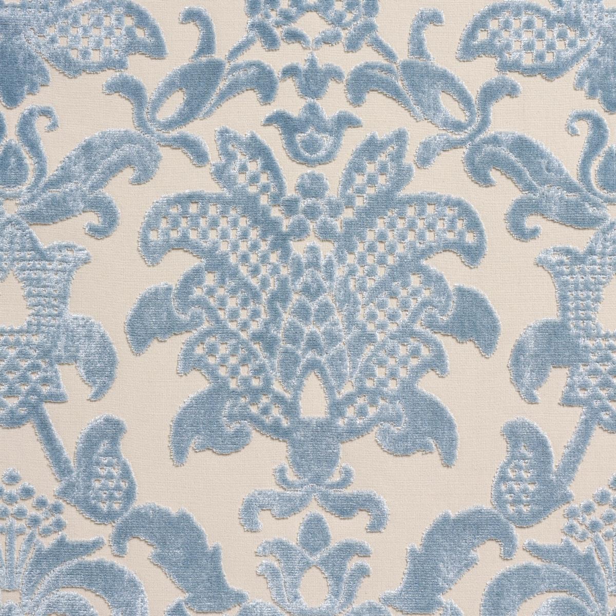 Schumacher Limbourg Damask Velvet Sky Fabric