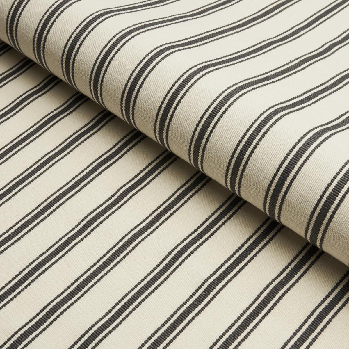 Schumacher Marquet Ticking Stripe Carbon Fabric