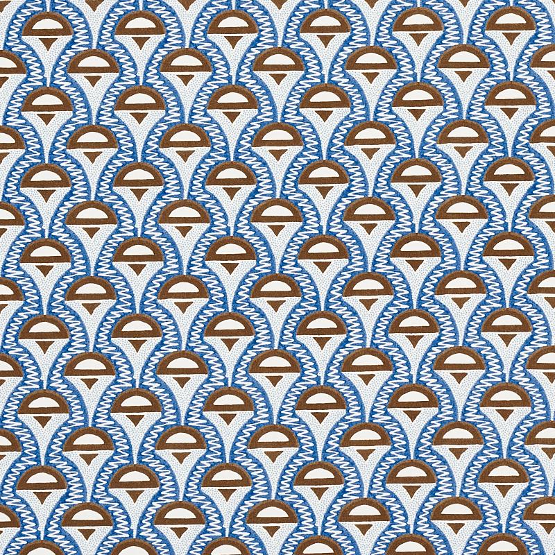 Schumacher Abelino Blue & Brown Fabric
