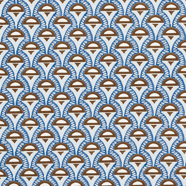 Schumacher Abelino Blue & Brown Fabric